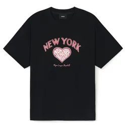 Áo Phông Nữ MLB Heart Over Fit T-Shirts 3FTSH0144-50BKS Màu Đen Size S
