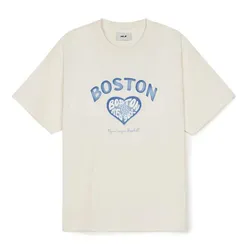 Áo Phông Nữ MLB Heart Over Fit T-Shirts Boston Red Sox 3FTSH0144-43CRS Màu Trắng Kem Size XS