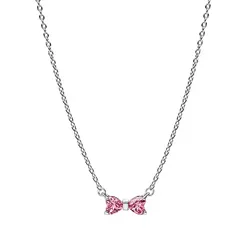 Dây Chuyền Pandora Bow Pendant Necklace Sterling Silver 394235C01 Màu Hồng Bạc