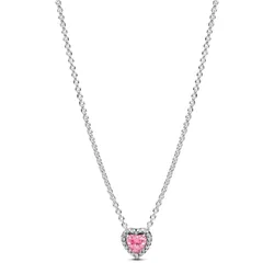 Dây Chuyền Nữ Pandora Pink Elevated Heart Necklace Sterling Silver 398425C02 Màu Bạc