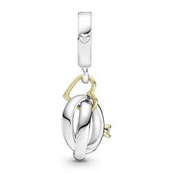 Hạt Vòng Charm Pandora Two Tone Wedding Rings Dangle Charm 799319C01 Màu Bạc Vàng