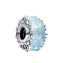 Hạt Vòng Charm Pandora Disney Cinderella Murano Glass Charm 793073C00 Màu Bạc Xanh