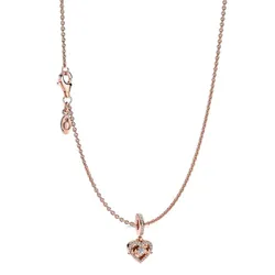 Set Dây Chuyền + Hạt Vòng Charm Nữ Pandora 580413 + 789402C01 Màu Vàng Hồng