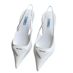 Giày Cao Gót Nữ Prada Slingback Pumps Màu Trắng Size 36