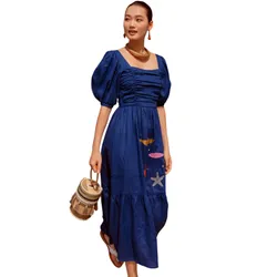 Váy Nữ F2 Fashion & Freedom Linen Autumn Charm D635-X-S-0822 Màu Xanh Size S