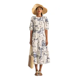 Váy Linen Nữ F2 Fashion & Freedom Bright And Shine D632-TX-S-0622 Màu Trắng/Xanh Size S
