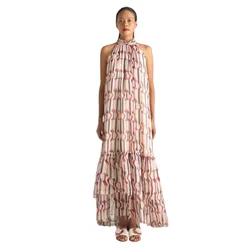 Váy Voan Maxi Nữ F2 Fashion & Freedom Bright And Shine D624-KHT-S-0622 Màu Kem Họa Tiết Size S