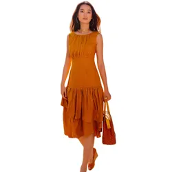 Váy Nữ F2 Fashion & Freedom Linen Autumn Charm D647-VN-S-0822 Màu Vàng Nghệ Size S