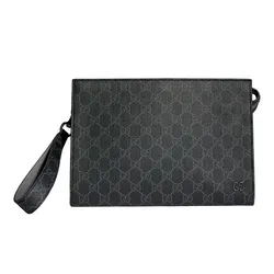 Túi Cầm Tay Gucci Grey Trim Medium Pouch ‎768255 FACQC 1048 Màu Đen Xám
