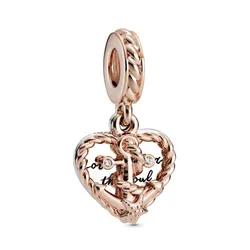 Hạt Vòng Charm Pandora Anchor With Rope, Love And Heart Pendant 788940C01 Màu Bạc/ Vàng Hồng