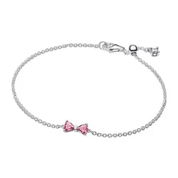 Vòng Đeo Tay Nữ Pandora Bow Chain Bracelet 594234C01 Màu Hồng Bạc