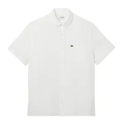 Áo Sơ Mi Cộc Tay Nam Lacoste Regular Fit Short Sleeved Linen Shirt CH5699 001 Màu Trắng Size 39