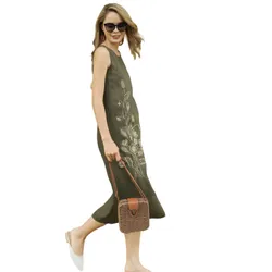 Váy Nữ F2 Fashion & Freedom Linen Stay Classy D316-XR-S-0919 Màu Xanh Rêu Size S