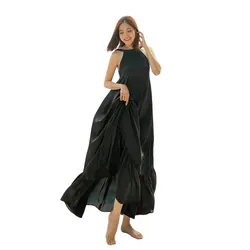 Váy Maxi Nữ F2 Fashion & Freedom De Soleil Black Silk Dress For Women DT-D706-D-S-0423 Màu Đen Size S