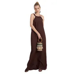 Váy Maxi Nữ F2 Fashion & Freedom Linen Chocolate Fall In Love DT-D678-ND-S-1122 Màu Nâu Đất Size S