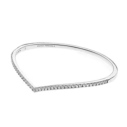 Vòng Đeo Tay Pandora Wishbone Bangle With Clear Zirconia 597837CZ Màu Bạc Size 15.5