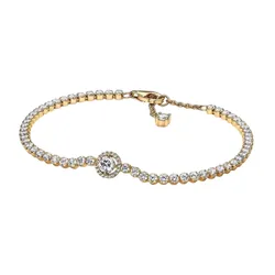 Vòng Đeo Tay Nữ Pandora Sparkling Halo Tennis Bracelet 569416C01 Màu Vàng Gold Size 18