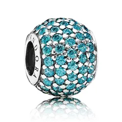Hạt Vòng Charm Pandora Teal Pavé Ball Charm 791051MCZ Màu Xanh Blue