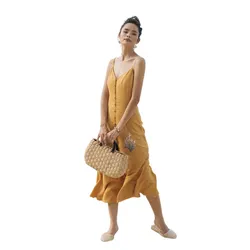 Váy Maxi Nữ F2 Fashion & Freedom Linen After SunSet D439-V-S-0620 Màu Vàng Size S