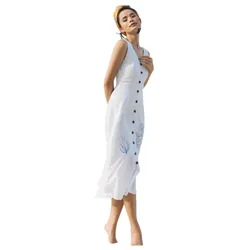Váy Liền Nữ F2 Fashion & Freedom Linen After SunSet D436-T-S-0620 Màu Trắng Size S
