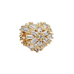 Hạt Vòng Charm Pandora Sparkling Heart Charm 764240C01 Màu Vàng Gold