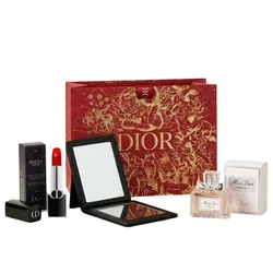 Set Nước Hoa Dior Miss Dior Parfum 5ml + Son Dior Rouge Satin 999 + Gương Đen + Túi Giấy