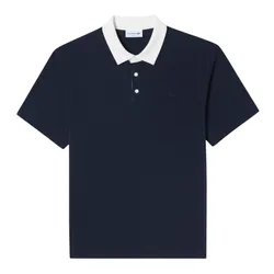 Áo Polo Nam Lacoste Milano Contrast Collar Relaxed Fit Navy Blue PH644E 166 Màu Xanh Đen Size 3