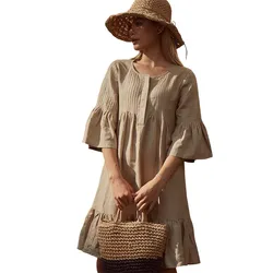 Váy Liền Nữ F2 Fashion & Freedom Linen Dress Cafe Stay Classy D366-CF-S-0919 Màu Be Size S