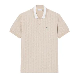 Áo Polo Nam Lacoste Men's Classic Fit Monogram Jacquard DH1417 - 8GI Màu Be Size 3