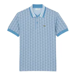 Áo Polo Nam Lacoste Men's Classic Fit Monogram Jacquard DH1417 - 1QI Màu Xanh Blue Size 3