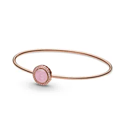 Vòng Đeo Tay Pandora Pink Swirl Bangle 589287C01 Màu Vàng Hồng Size 3
