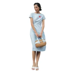 Váy Liền Nữ F2 Fashion & Freedom Linen Becoming Unveil D521-X-S-0521 Màu Xanh Pastel Size S