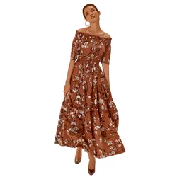 Váy Nữ F2 Fashion & Freedom Fly Sky Silk Dress D512-NH-S-0721 Màu Nâu Hoa Size S