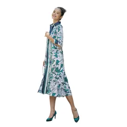 Váy Suông Hai Dây F2 Fashion & Freedom Lụa Modern Meets Heritage D418-TX-S-0519 Màu Xanh Họa Tiết Size S