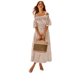 Váy Nữ F2 Fashion & Freedom White Linen Dress With Pink Fly Sly Pattern D534-H-S-0721 Màu Trắng Hồng Size S