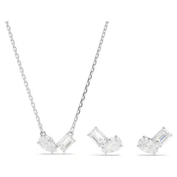 Set Dây Chuyền + Khuyên Tai Nữ Swarovski Mesmera Set Mixed Cuts, White, Rhodium Plated 5665829 Màu Trắng