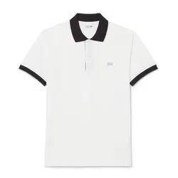 Áo Polo Nam Lacoste Classic Fit Contrast Rib PH2017 - 1I9 Màu Trắng/Nâu Size 4