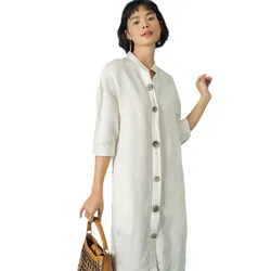 Váy Sơ Mi Nữ F2 Fashion & Freedom Become Discover White Linen Dress D500-T-S-0321 Màu Trắng Size S
