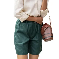 Quần Short Nữ F2 Fashion & Freedom Emma De La Rosa Blue Linen Shorts QS34-VC-S-0820 Màu Xanh Rêu&nbsp;Size S