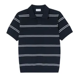 Áo Polo Nam Lacoste Men's Open Collar Pinstripe Short Sleeve Sweater PH396E - 166 Màu Xanh Navy Size 4