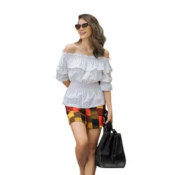 Quần Short Nữ F2 Fashion & Freedom Yellow Linen Shorts For A Street Style QS35-V-S-0919 Phối Màu&nbsp;Size S