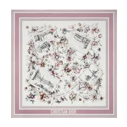Khăn Lụa Nữ Dior Souvenir De Rome 90 Square Scarf Màu Trắng/Tím