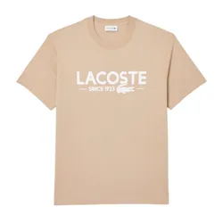 Áo Thun Nam Lacoste Men's Print Cotton T-shirt TH6541 - 02S Màu Beige Size 5
