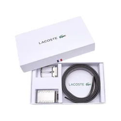 Set Thắt Lưng Nam Lacoste Men's 2-Buckle Belt Smooth Leather RC4060 - 371 Màu Đen Size 110