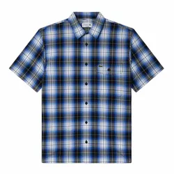 Áo Sơ Mi Cộc Tay Nam Lacoste Men's CH6730 WT5 Màu Kẻ Xanh Size 39