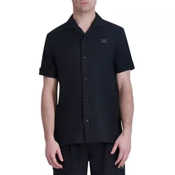 Áo Sơ Mi Nam Karl Lagerfeld Camp Shirt With Logo Plaque W3118 Black Màu Đen&nbsp;Size S