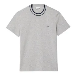 Áo Thun Nam Lacoste Stretch Pique Stripe Collar T-shirt TH8174 CCA Màu Xám Size 5