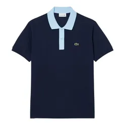Áo Polo Nam Lacoste Men's Polo Shirt L.12.12 Classic Style With Color Blocked Collar PH9879-GE5 Màu Xanh Blue Size 5