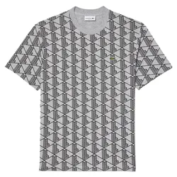 Áo Thun Nam Lacoste Cotton T-Shirt With Monogram Pattern Regular  TH2831 - 80P Màu Xám Họa Tiết Size 2