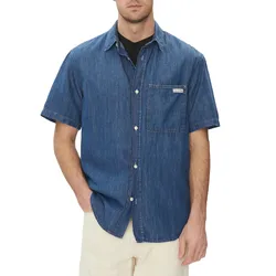 Áo Sơ Mi Cộc Tay Nam Calvin Klein CK Men's J30J327178_1A4 Màu Xanh Jean Size S